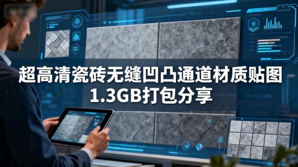超高清瓷砖无缝凹凸通道材质贴图1.3GB打包分享