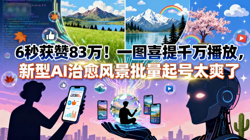 6秒获赞83万！一图喜提千万播放，新型AI治愈风景批量起号太爽了