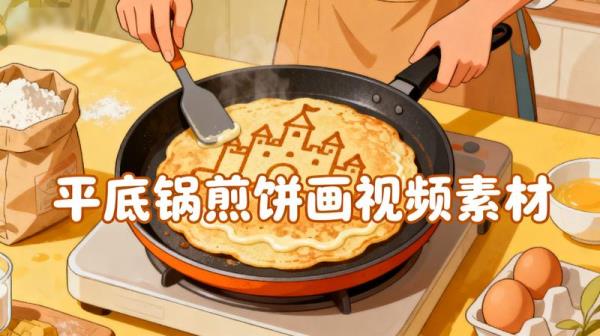 小说推文素材 - 平底锅煎饼画视频素材