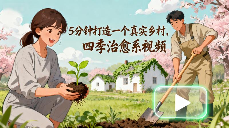 5分钟打造一个真实乡村，四季治愈系视频（附带多个提示词）