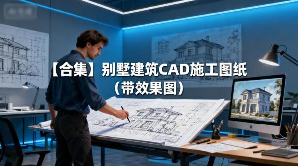 【合集】别墅建筑CAD施工图纸（带效果图）