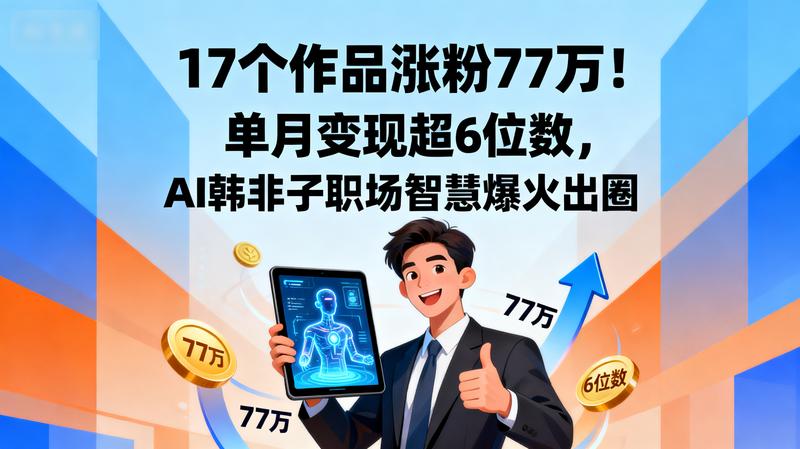 17个作品涨粉77万！单月变现超6位数，AI韩非子职场智慧爆火出圈