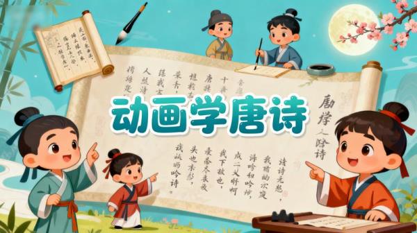 儿童古诗学习视频，在动画中学习唐诗，