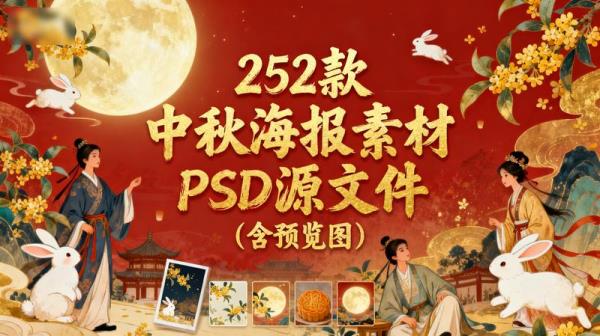 252款中秋海报素材PSD源文件（含预览图）