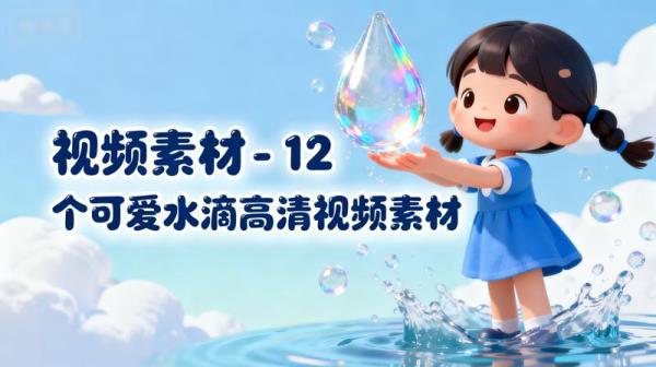 视频素材 - 12 个可爱水滴高清视频素材