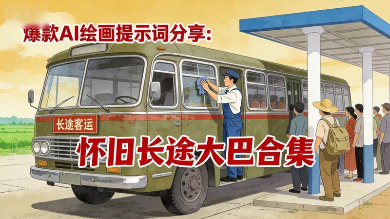 爆款AI绘画提示词分享：怀旧长途大巴合集