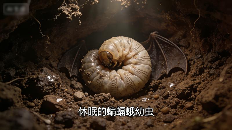 1. 图片需包含文字：_休眠的蝙蝠蛾幼虫