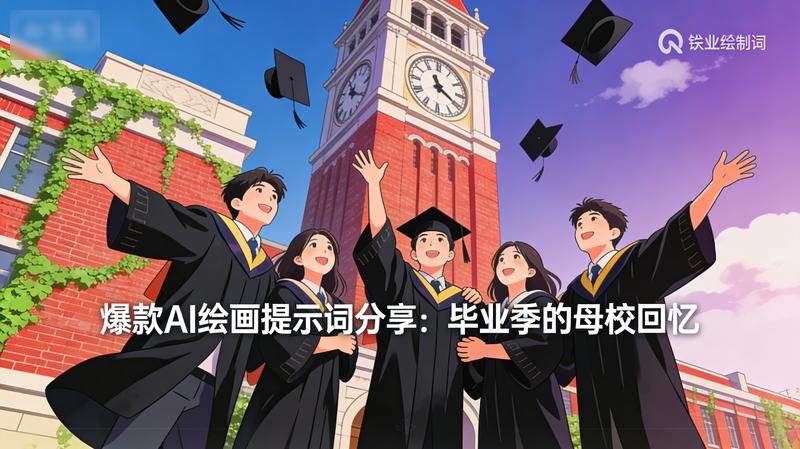 爆款AI绘画提示词分享：毕业季的母校回忆