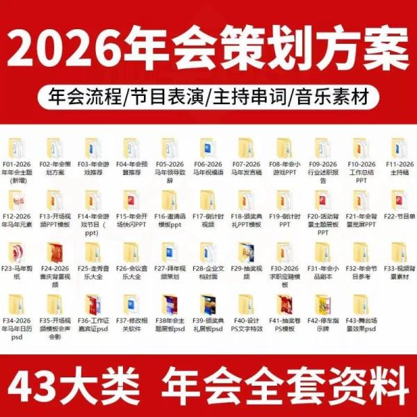 2026年马年年会主题合集，年会流程节目表演主持串词音乐素材等，超全