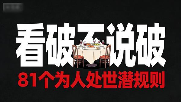 看破不说破：81 个为人处世潜规则丨饭局的艺术、人性的深处