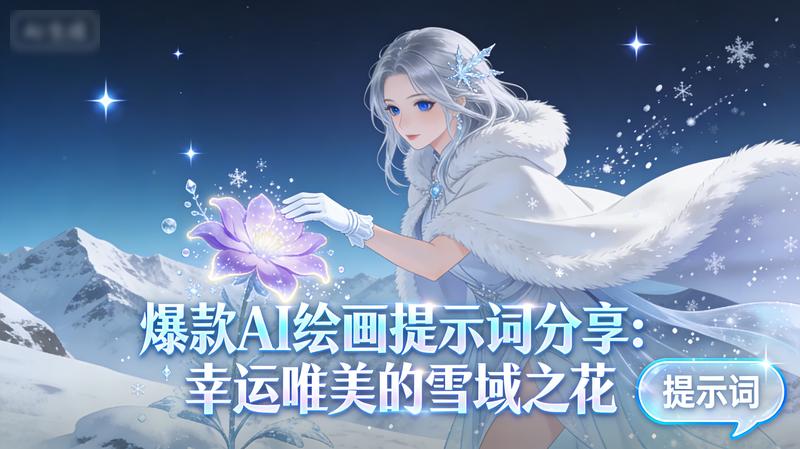 爆款AI绘画提示词分享：幸运唯美的雪域之花