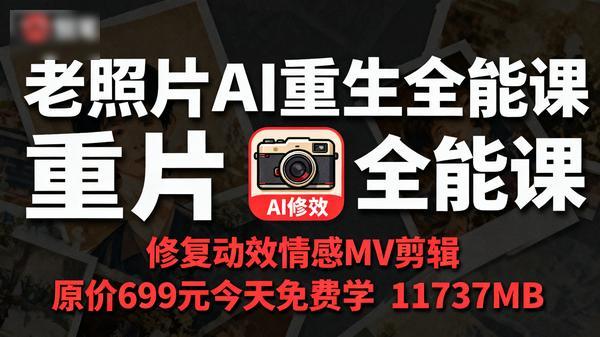 老照片AI重生全能课修复动效情感MV剪辑原价699元今天免费学11737MB