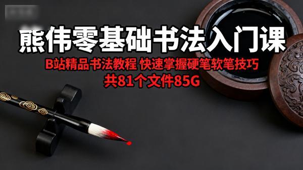 熊伟零基础书法入门课B站精品书法教程快速掌握硬笔软笔技巧共81个文件85G