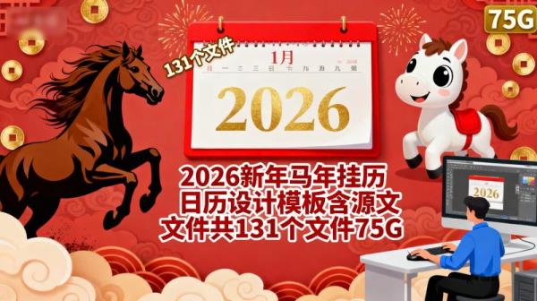 2026新年马年挂历日历设计模板含源文件共131个文件75G