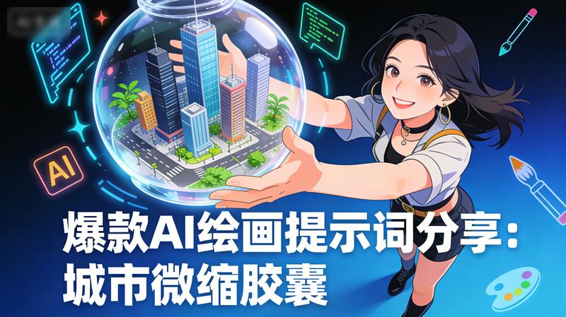 爆款AI绘画提示词分享：城市微缩胶囊