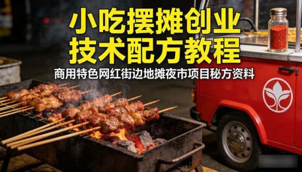 小吃摆摊创业技术配方教程 商用特色网红街边地摊夜市项目秘方资料