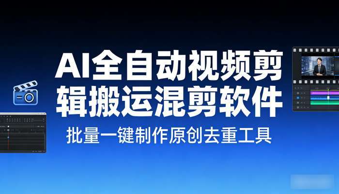 AI全自动视频剪辑搬运混剪软件 批量一键制作原创去重工具