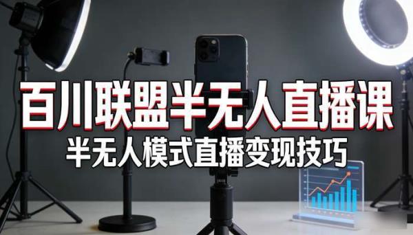 百川联盟半无人直播课 半无人模式直播变现技巧