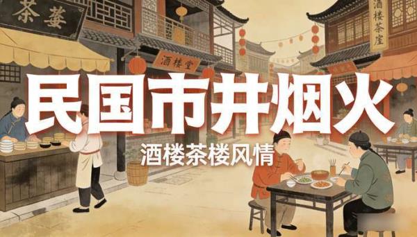 中国复古风民国市井小人物 酒楼茶楼免抠psd插画素材合集