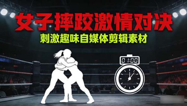 国外女子摔跤比赛视频 刺激趣味自媒体剪辑无人直播素材