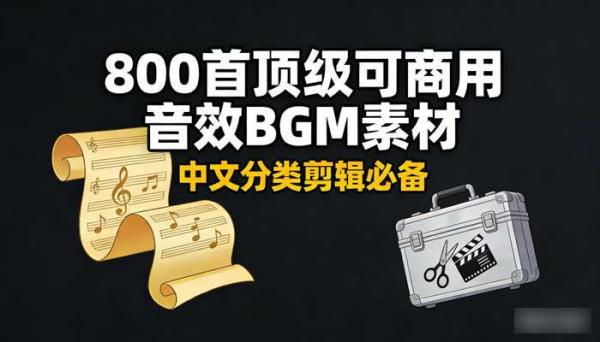 800首顶级可商用音效BGM素材 中文分类剪辑必备