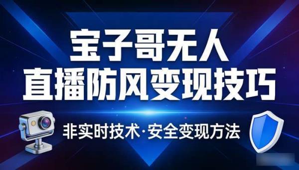宝子哥无人直播非实时防风技术 安全直播变现技巧