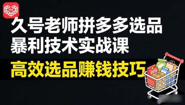 久号老师拼多多选品暴利技术实战课 高效选品赚钱技巧