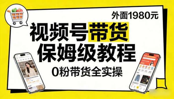 视频号带货保姆级教程（外面1980元） 0粉带货全实操