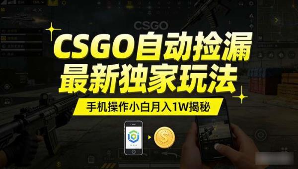 CSGO自动捡漏最新独家玩法 手机操作小白月入1W揭秘