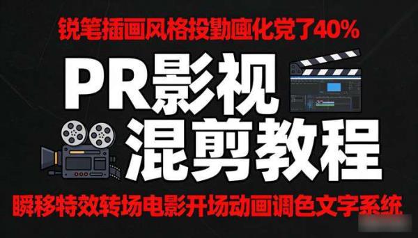 PR影视混剪瞬移特效转场电影开场动画调色文字系统教程