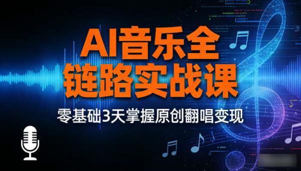 AI音乐全链路实战课 零基础3天掌握原创翻唱变现