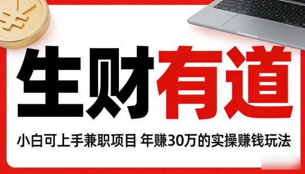 《生财有道》小白可上手兼职项目 年赚30万的实操赚钱玩法