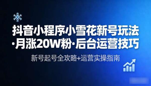 抖音小程序小雪花新号玩法 一个月20W粉丝 后台运营技巧