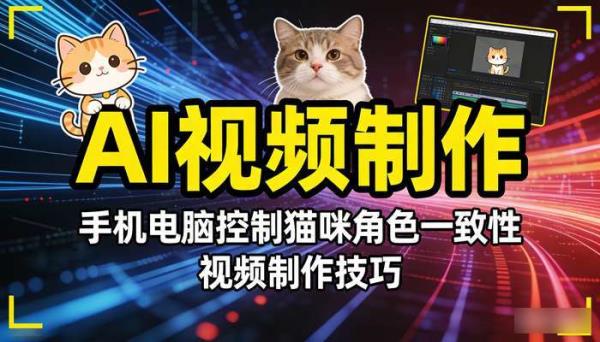 《AI视频制作》手机电脑控制猫咪角色一致性 视频制作技巧