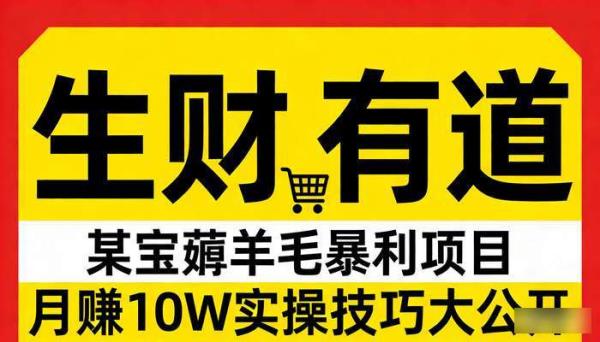 《生财有道》某宝薅羊毛暴利项目 月赚10W实操技巧大公开