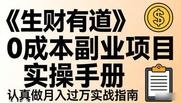《生财有道》0成本副业项目实操手册 认真做月入过万实战指南