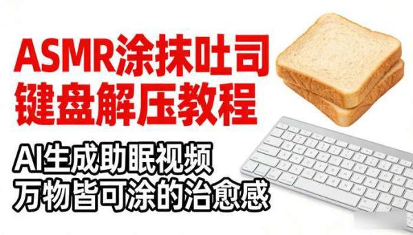 ASMR涂抹吐司键盘解压教程 AI生成助眠视频 万物皆可涂的治愈感