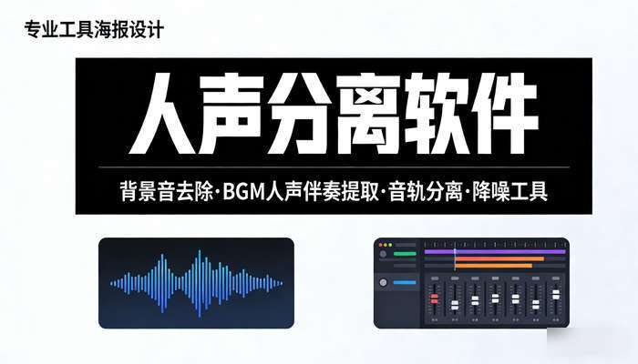 人声分离软件 背景音去除BGM人声伴奏提取音轨分离降噪工具
