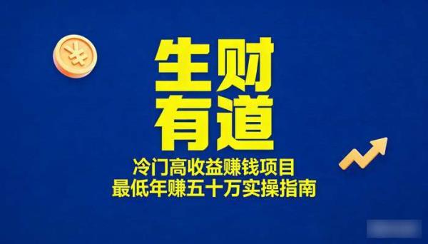 《生财有道》冷门高收益赚钱项目 最低年赚五十万实操指南