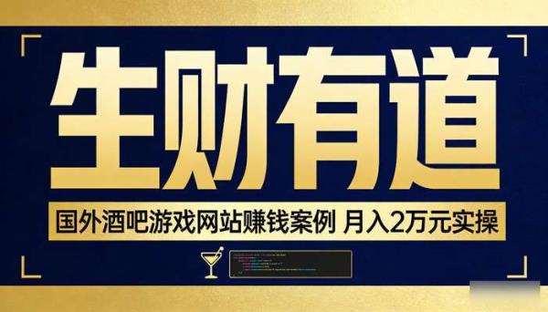 《生财有道》国外酒吧游戏网站赚钱案例 月入2万元实操