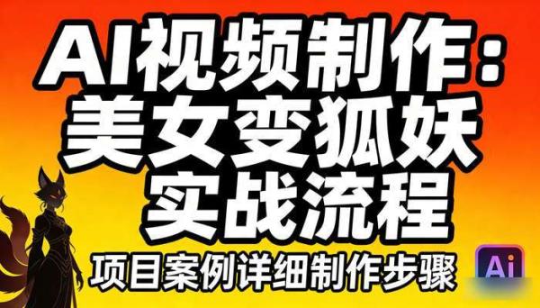 《AI视频制作》美女变狐妖AI视频项目实战案例 详细制作流程
