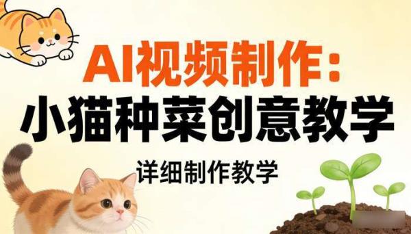《AI视频制作》小猫种菜创意视频案例 详细制作教学