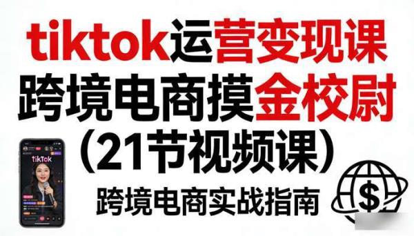 tiktok运营变现课 跨境电商摸金校尉（21节视频课）
