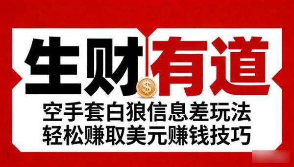 《生财有道》空手套白狼信息差玩法 轻松赚取美元赚钱技巧
