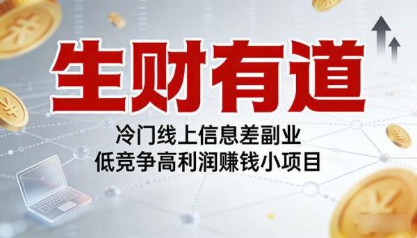 《生财有道》冷门线上信息差副业 低竞争高利润赚钱小项目