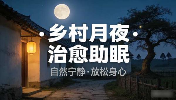 夜晚农村乡村月亮风景 治愈解压助眠无人直播短视频素材
