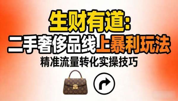 《生财有道》二手奢侈品线上暴利玩法 精准流量转化实操技巧