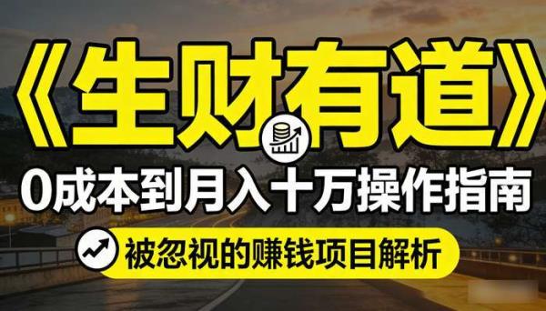 《生财有道》0成本到月入十万操作指南 被忽视的赚钱项目解析