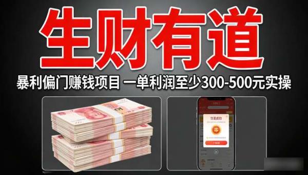 《生财有道》暴利偏门赚钱项目 一单利润至少300-500元实操