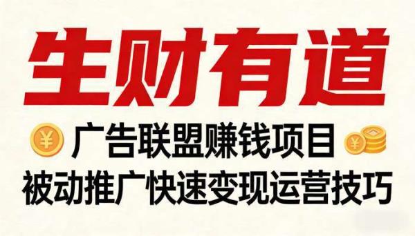 《生财有道》广告联盟赚钱项目 被动推广快速变现运营技巧